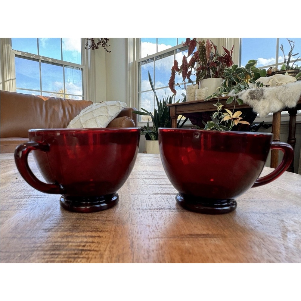 1940’s Anchor Hocking Royal Ruby Glass Tea Cups